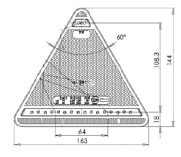 TRIANGULAR LED LAMP + 7 MT CABLE, LEFT