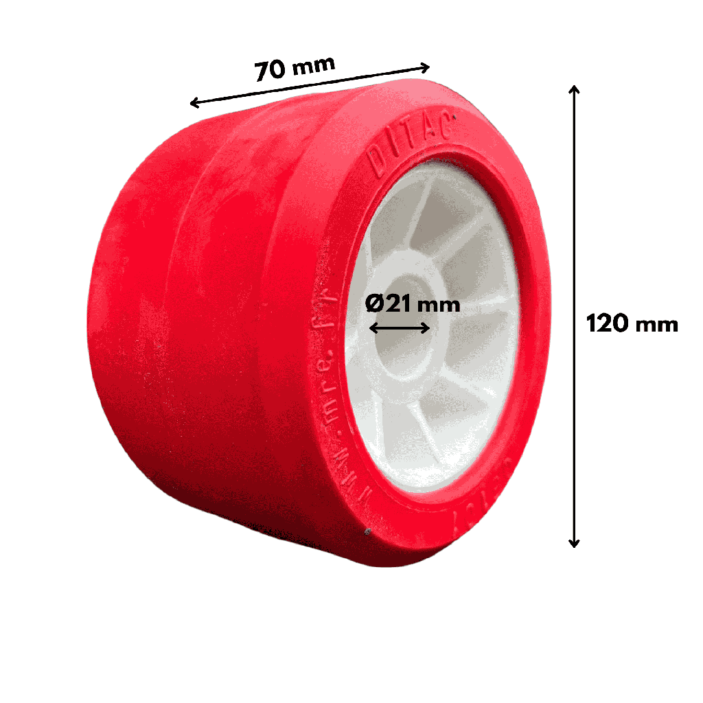 Bočni roler polymer I Ø120x70x21mm I crveni MR