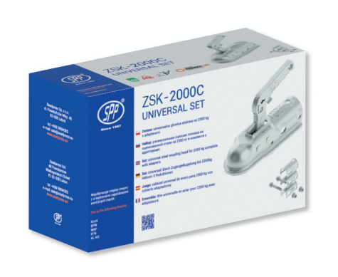 Kvačilo / šapa / spojka SPP, Ø50, 2000kg + adapteri 35, 40, 45 + vijci