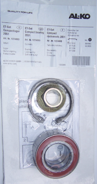 Bearing AL-KO I 2051 I waterproof, compact I external ø34xø64x37mm, set with washer and nut