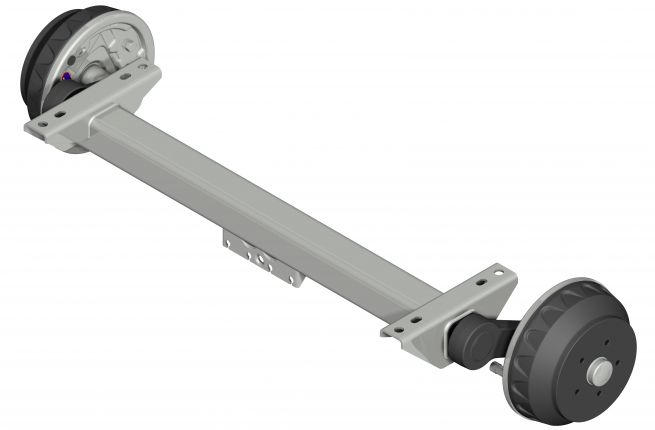 Non braked rubber suspension axle Knott VG18, longe bocke, B=1780