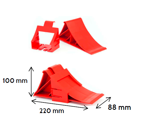 Plastic wheel chock I 220x100x88 mm I red MR